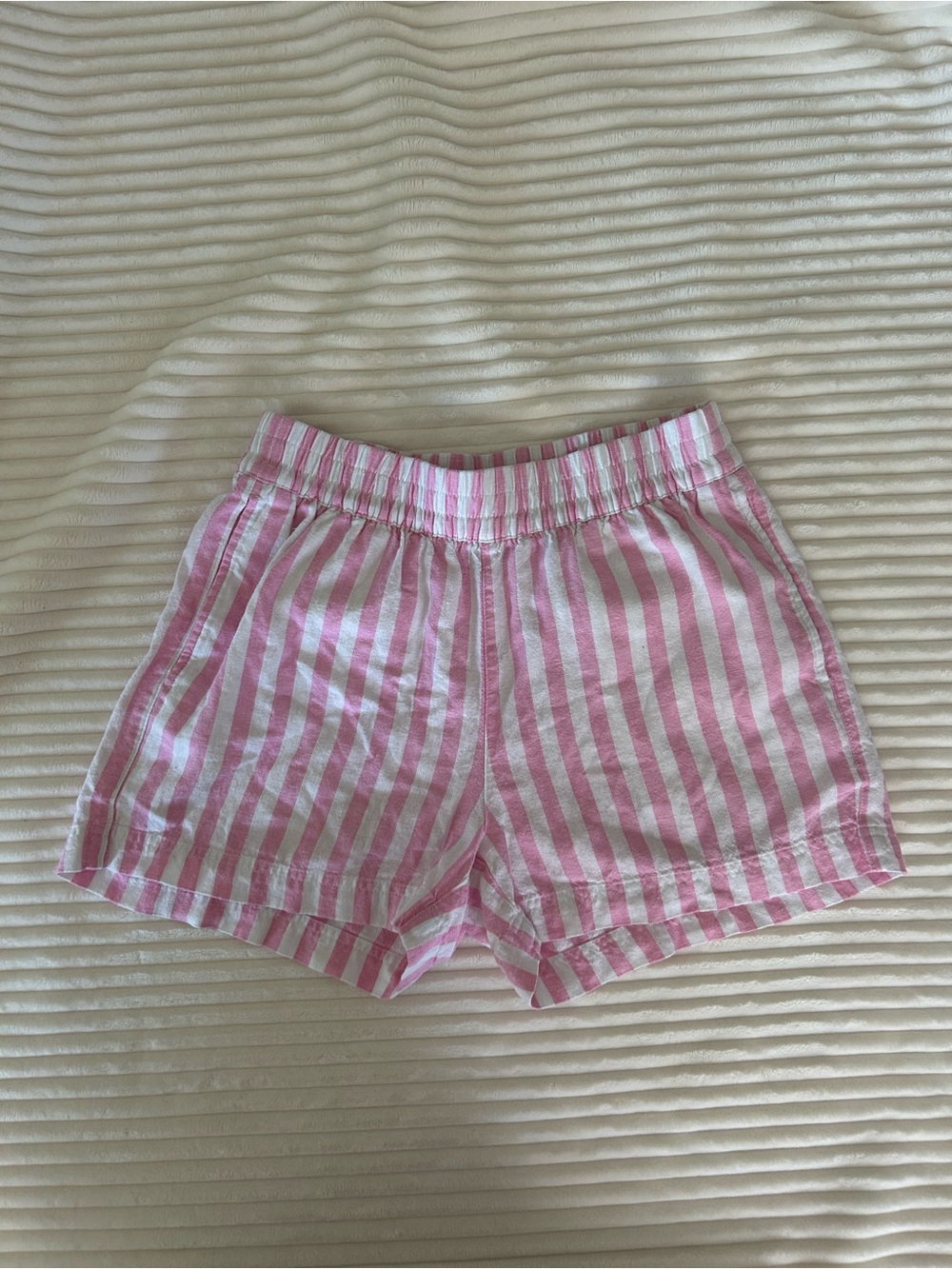 Old Navy Pink and White Striped Linen Shorts